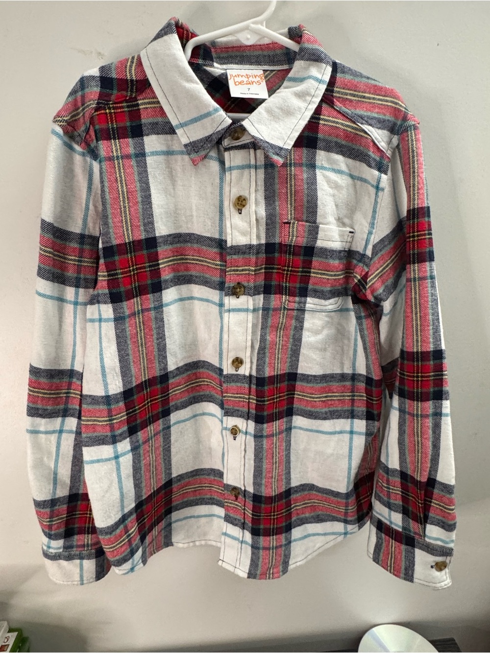 jumping beans Red, Navy & Light Blue Plaid Button-Down Shirt